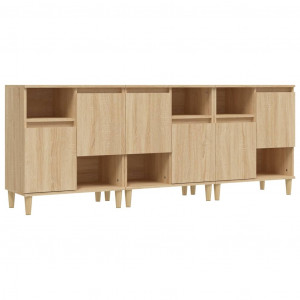 Aparadores 3 uds madera contrachapada roble Sonoma 60x35x70 cm H