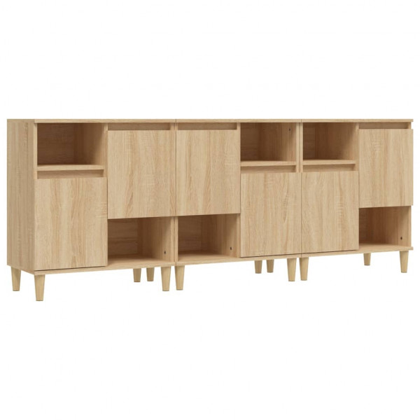 Aparadores 3 uds madera contrachapada roble Sonoma 60x35x70 cm M 2