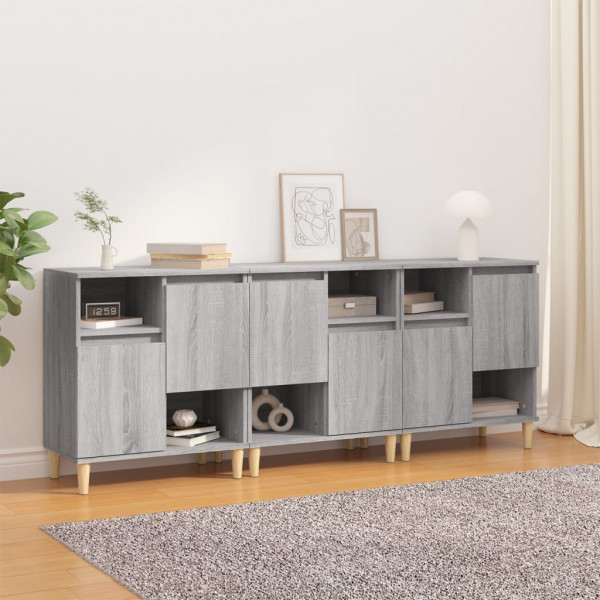 Aparadores 3 uds madera contrachapada gris Sonoma 60x35x70 cm D