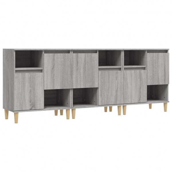 Aparadores 3 uds madera contrachapada gris Sonoma 60x35x70 cm M 2