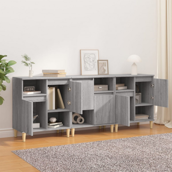 Aparadores 3 uds madera contrachapada gris Sonoma 60x35x70 cm M 3