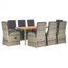 Set comedor jardín 9 pzas y cojines ratán sintético gris 3
