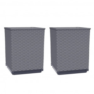 Vasos/floreiras 2 pcs 30x30x37 cm polipropileno cinzento azul H