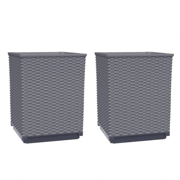 Vasos/floreiras 2 pcs 30x30x37 cm polipropileno cinzento azul M 2