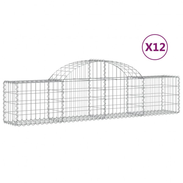 Cestos gabião arqueados 12pcs 200x30x40/60 cm ferro galvanizado M 2