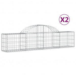 Cestos gabião arqueados 2 pcs 200x30x40/60 cm ferro galvanizado H
