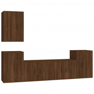 Set de muebles para TV 5 pzas madera contrachapada roble marrón H