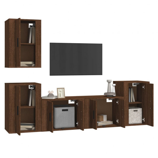 Set de muebles para TV 5 pzas madera contrachapada roble marrón M 3