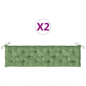 Cojines de banco de jardín 2 uds tela Oxford estampado de hojas H