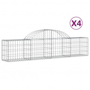 Cestos gabião arqueados 4 pcs 200x30x40/60 cm ferro galvanizado H