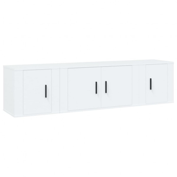 Set de muebles de TV 3 piezas madera contrachapada blanco M 2