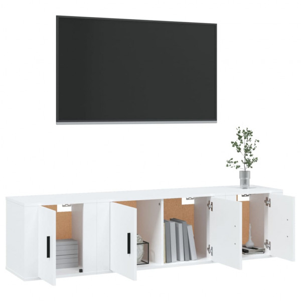 Set de muebles de TV 3 piezas madera contrachapada blanco M 3