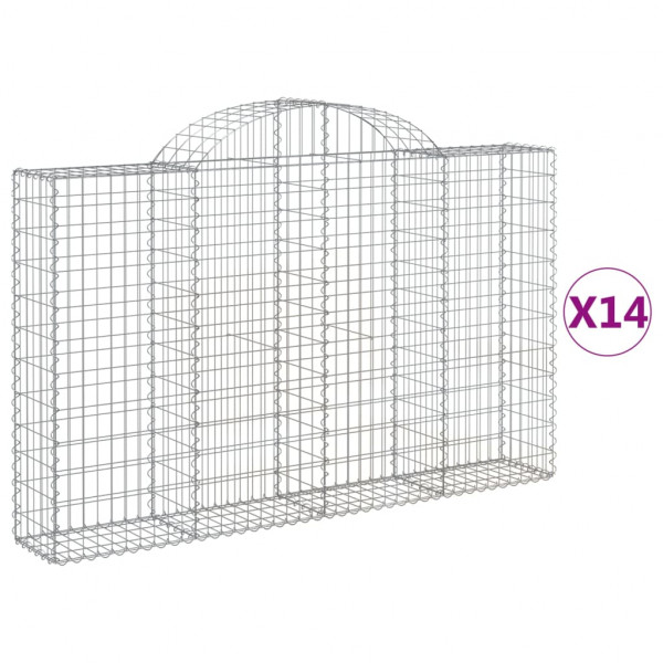 Cestos gabião arqueados 14 pcs 200x30x120/140 ferro galvanizado M 2