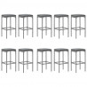 11 pcs conjunto de bar p/ jardim c/ almofadões vime PE cinzento 4