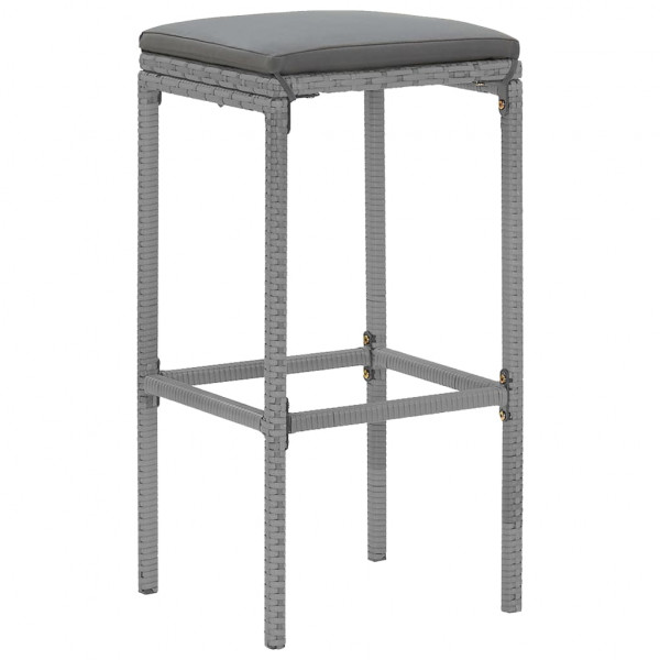 9 pcs conjunto de bar p/ jardim c/ almofadões vime PE cinzento M 5