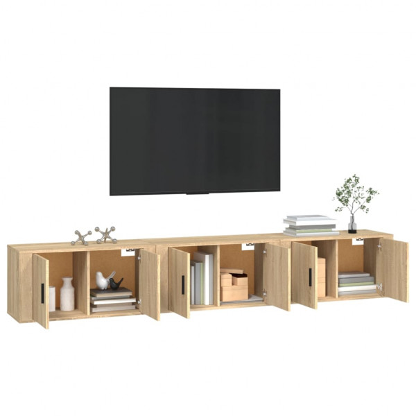 Muebles para TV de pared 3 uds roble Sonoma 80x34.5x40 cm M 3