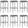 7 pcs conjunto de bar p/ jardim c/ almofadões vime PE cinzento 4