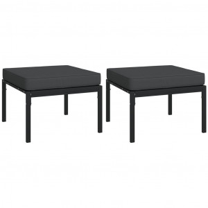 Apoios de pés jardim c/ almofadões cinzento 2pcs 60x60x35cm aço H
