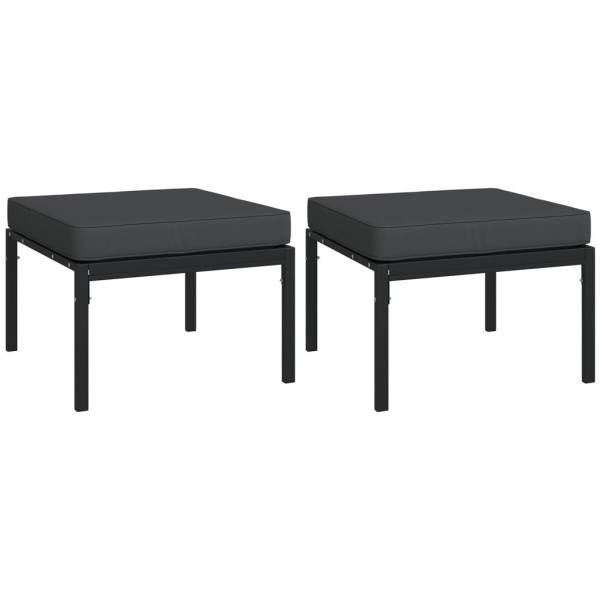 Apoios de pés jardim c/ almofadões cinzento 2pcs 60x60x35cm aço M 2