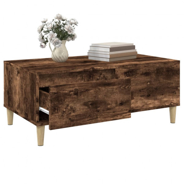Mesa de centro madera contrachapada roble ahumado 90x50x36.5 cm M 5