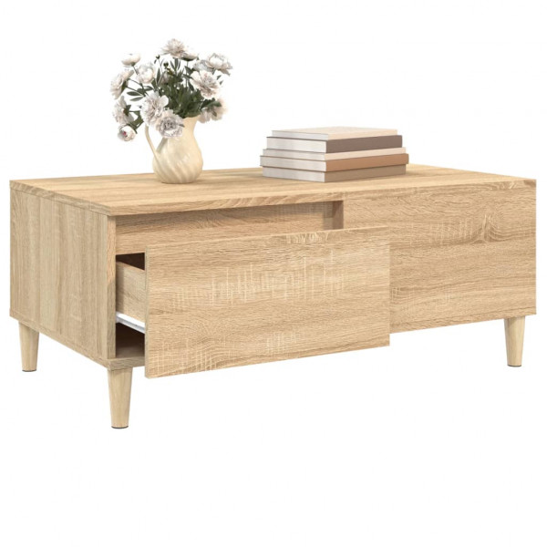 Mesa de centro madera contrachapada roble Sonoma 90x50x36.5 cm M 5