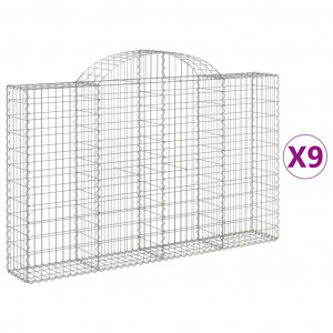 Cestos gabião arqueados 9pcs 200x30x120/140cm ferro galvanizado H