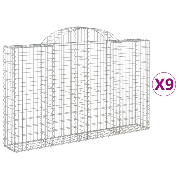 Cestos gabião arqueados 9pcs 200x30x120/140cm ferro galvanizado M 2