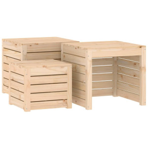 Set de cajas de jardín 3 piezas madera maciza de pino H