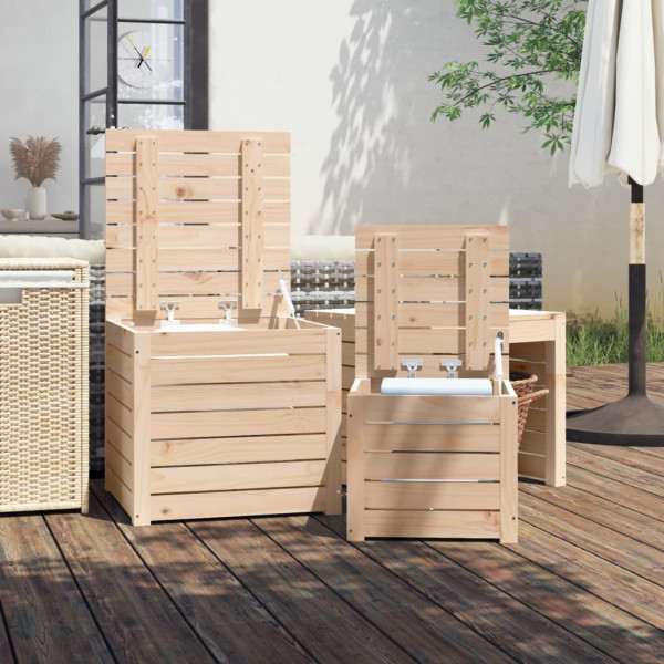 Set de cajas de jardín 3 piezas madera maciza de pino M 3