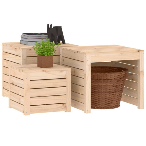 Set de cajas de jardín 3 piezas madera maciza de pino M 4