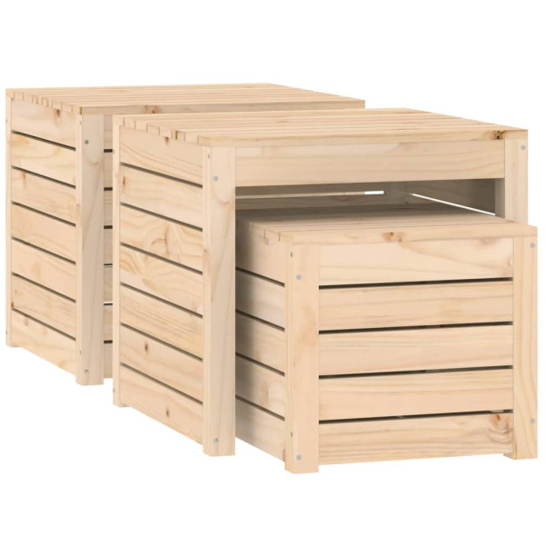 Set de cajas de jardín 3 piezas madera maciza de pino M 5