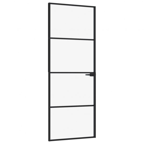 Puerta de interior vidrio templado y aluminio negro 76x201.5 cm M 2