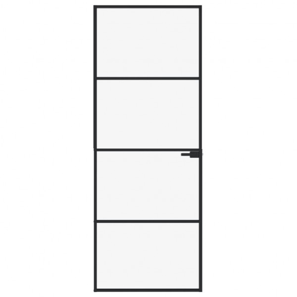 Porta interior 76x201.5cm vidro temperado e alumínio fino preto M 3