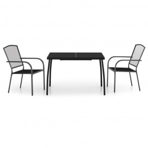 3 pcs conjunto de jantar para jardim aço antracite H