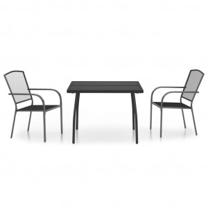 3 pcs conjunto de jantar para jardim aço antracite H