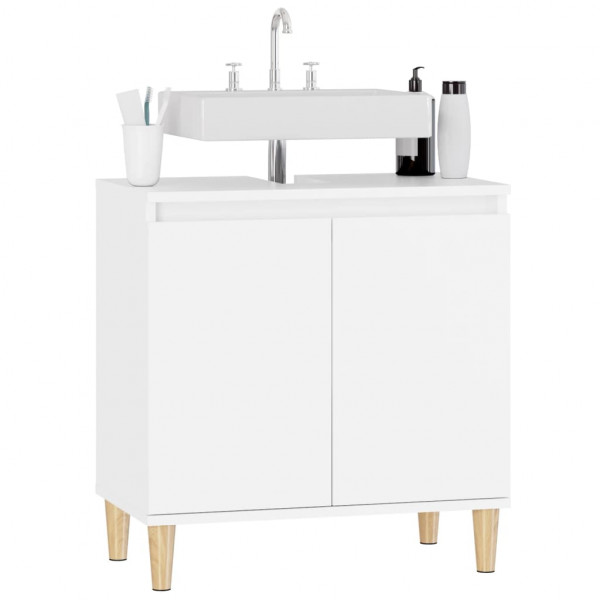 Armario para lavabo madera contrachapada blanco 58x33x60 cm M 4