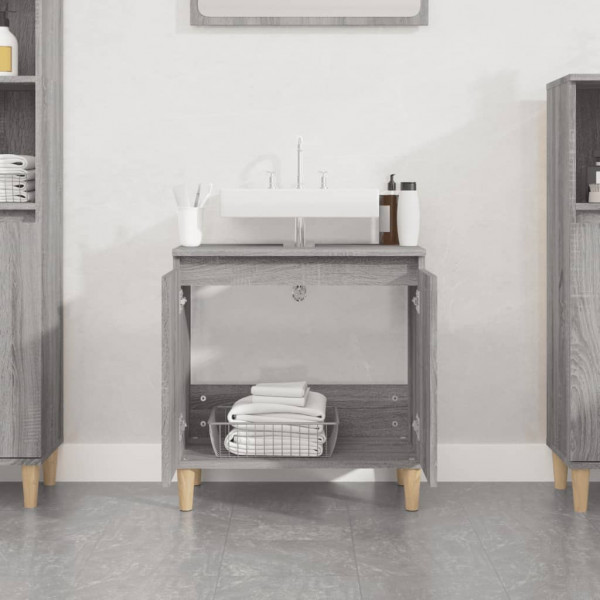 Armario de lavabo madera contrachapada gris Sonoma 58x33x60 cm M 3