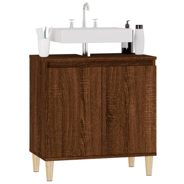 Armario de lavabo madera contrachapada roble marrón 58x33x60 cm M 4