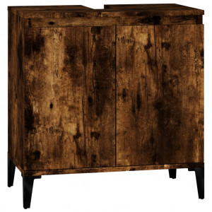 Armario de lavabo madera contrachapada roble ahumado 58x33x60cm H