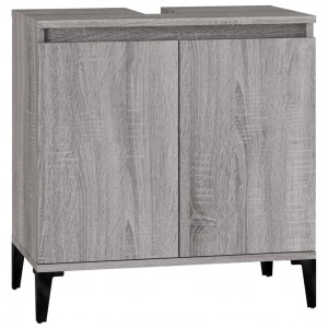 Armario de lavabo madera contrachapada gris Sonoma 58x33x60 cm H