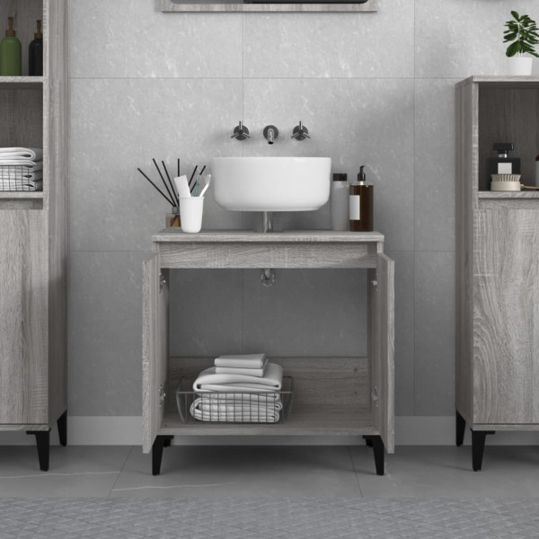 Armario de lavabo madera contrachapada gris Sonoma 58x33x60 cm M 3
