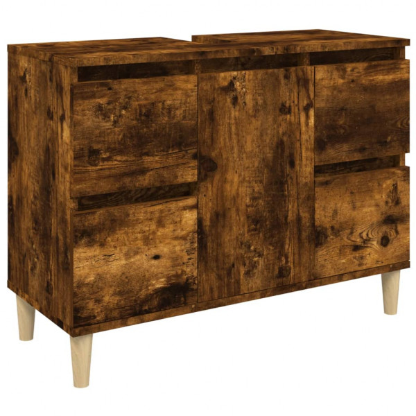 Armario de lavabo madera contrachapada roble ahumado 80x33x60cm M 2