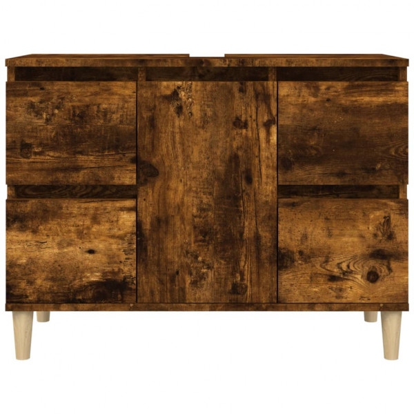 Armario de lavabo madera contrachapada roble ahumado 80x33x60cm M 5