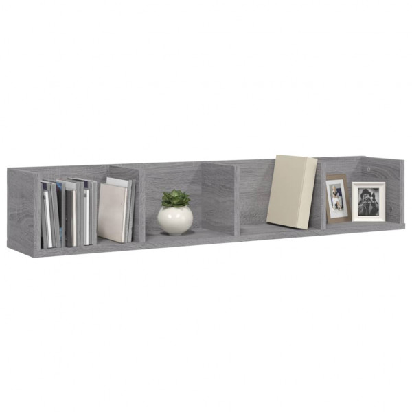 Estante de pared para CD madera contrachapada gris 100x18x18 cm M 3