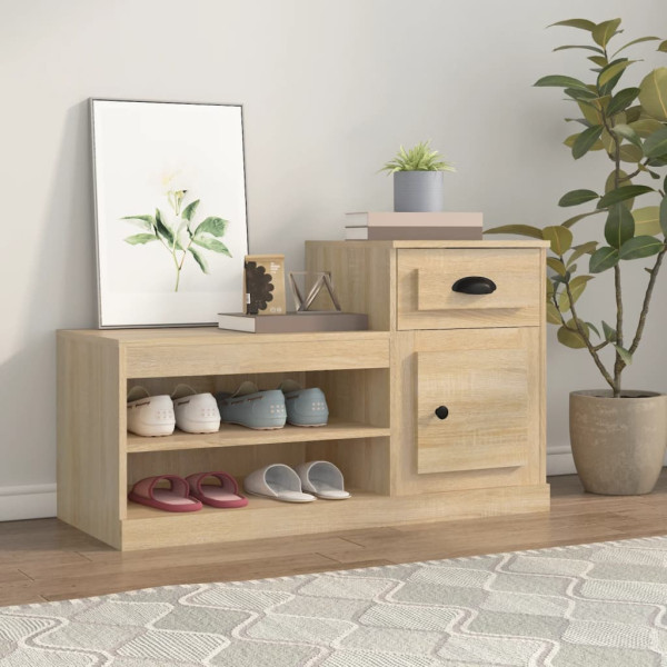 Mueble zapatero madera contrachapada roble Sonoma 100x42x60 cm D