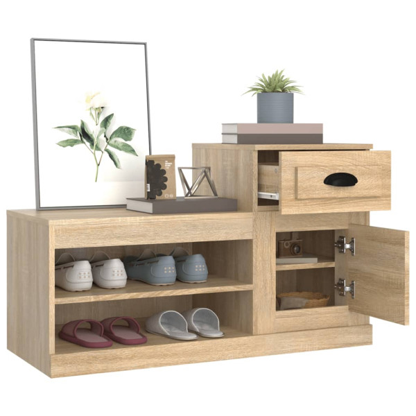 Mueble zapatero madera contrachapada roble Sonoma 100x42x60 cm M 5