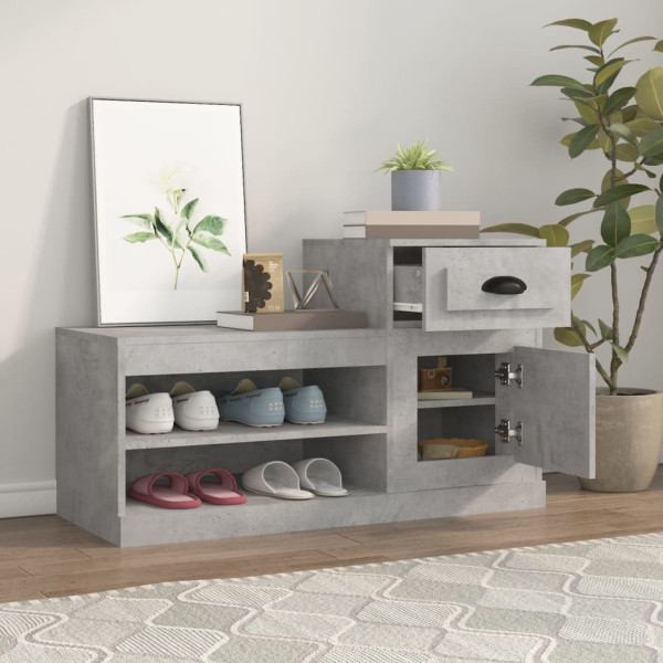 Mueble zapatero madera contrachapada gris hormigón 100x42x60 cm M 3