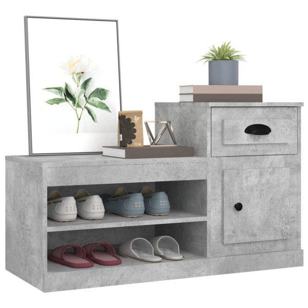 Mueble zapatero madera contrachapada gris hormigón 100x42x60 cm M 4