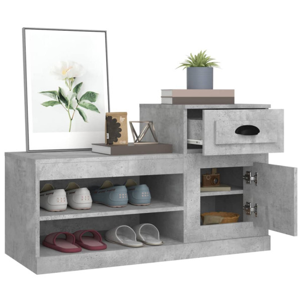 Mueble zapatero madera contrachapada gris hormigón 100x42x60 cm M 5