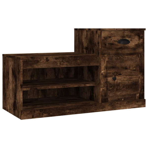 Mueble zapatero madera contrachapada roble ahumado 100x42x60 cm M 2